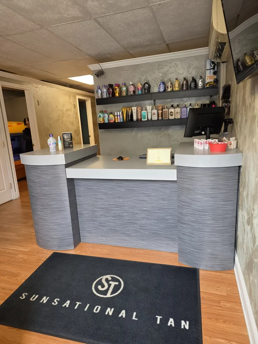 Front desk and lotion bar at Sunsational Tan Greentree