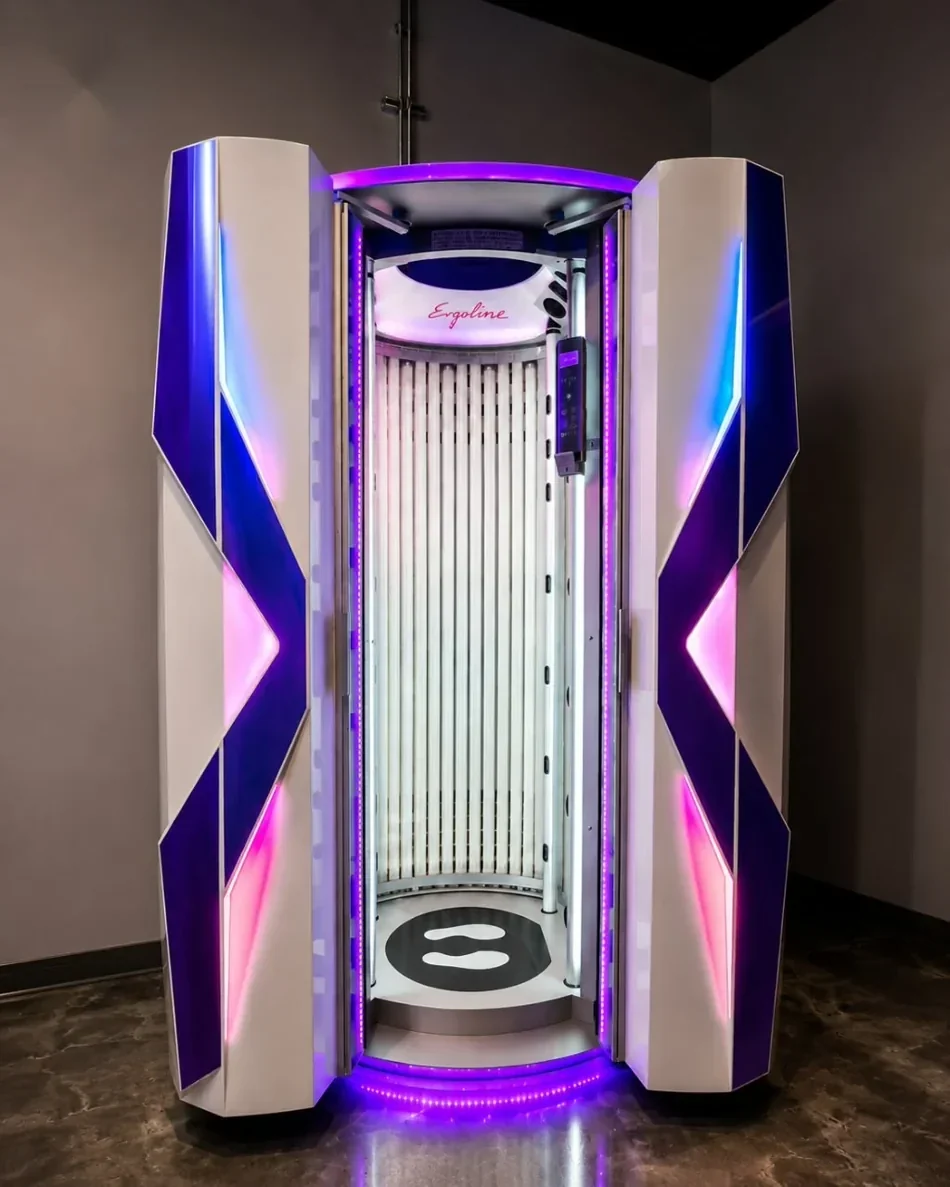 Ergoline stand-up tanning booth at Sunsational Tan