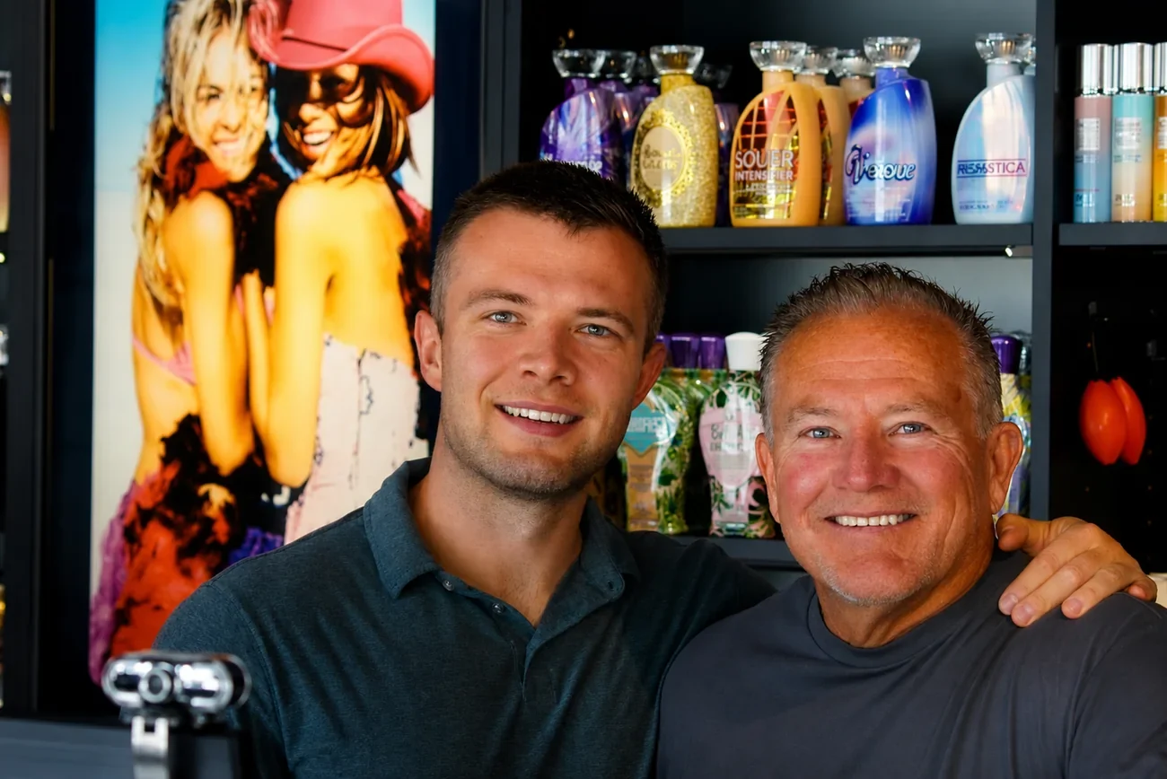 Brian and Austin, the family behind Sunsational Tan