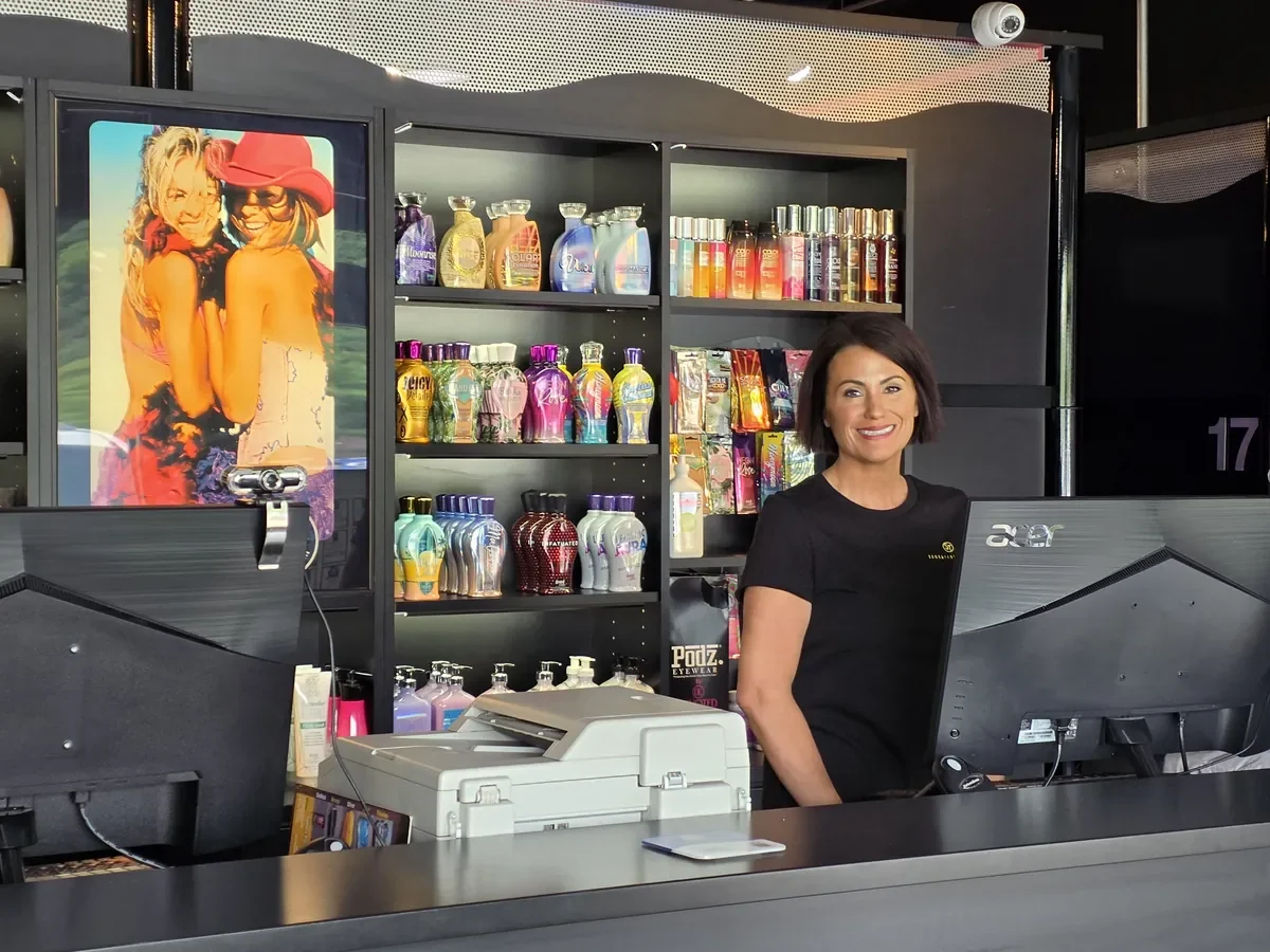Front desk and lotion bar at Sunsational Tan Robinson